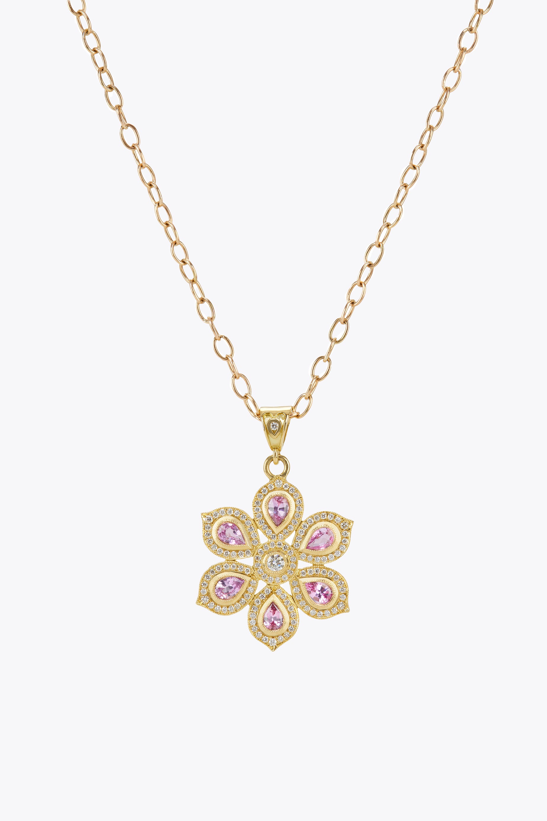 Pink Sapphire Lotus Pendant
