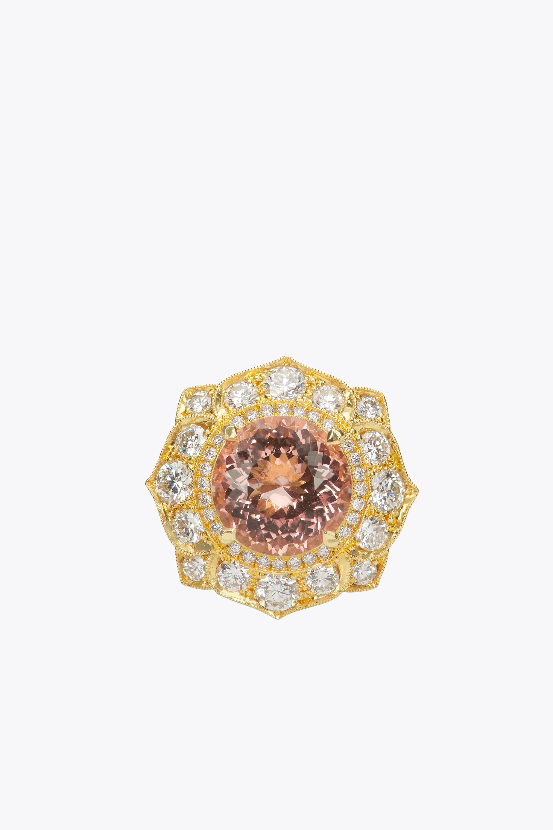 Morganite and Diamond Lotus Ring
