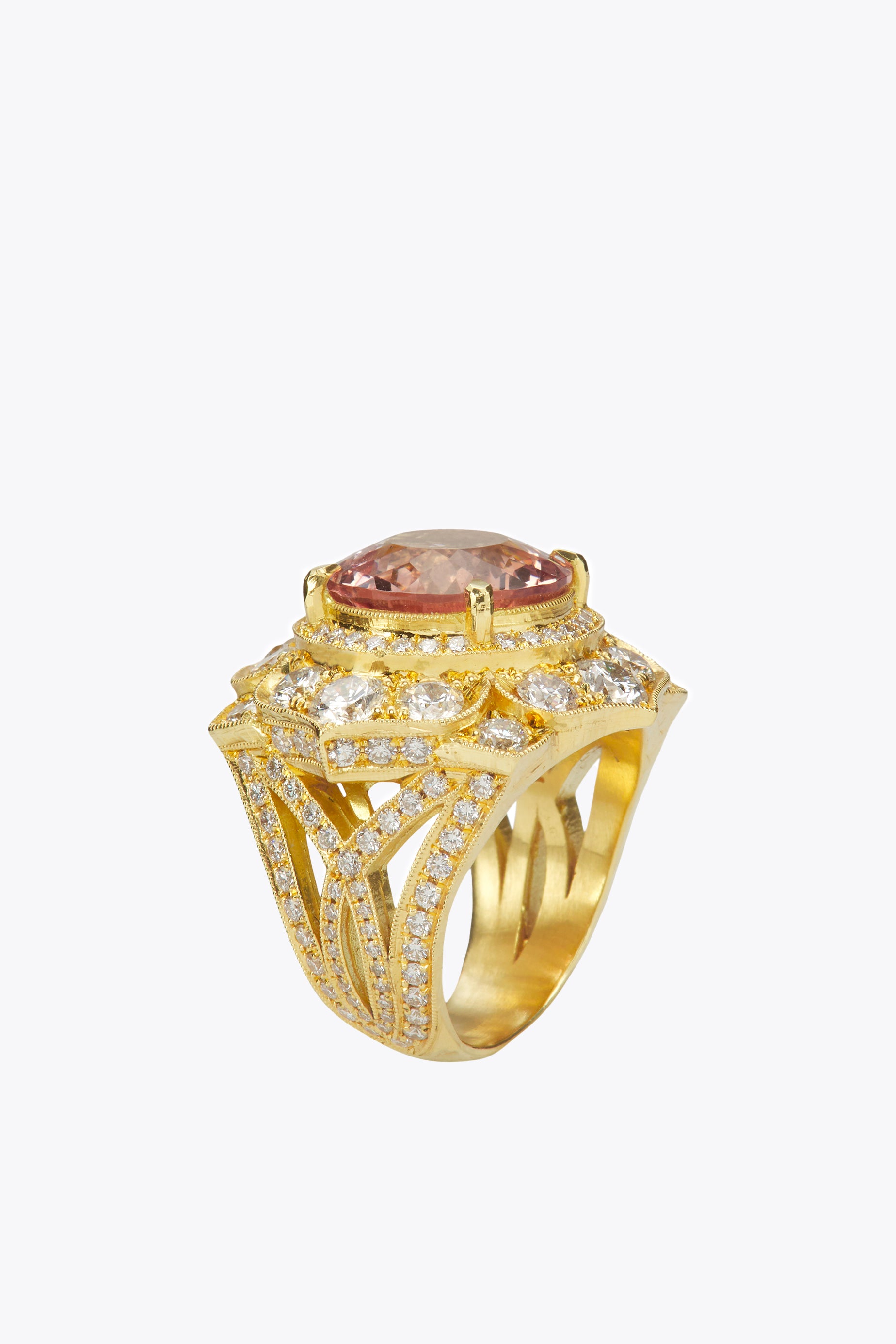 Morganite and Diamond Lotus Ring