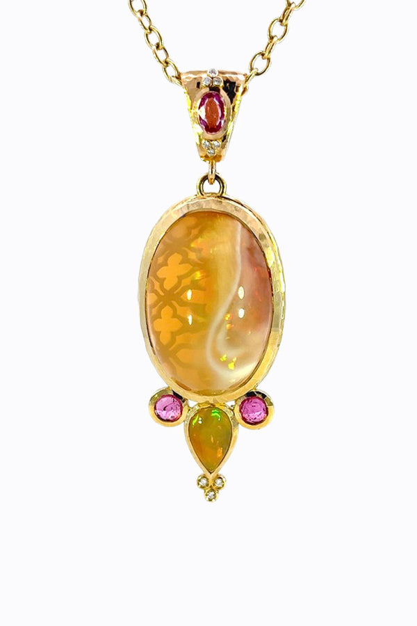 Opal and Pink Sapphire Pendant